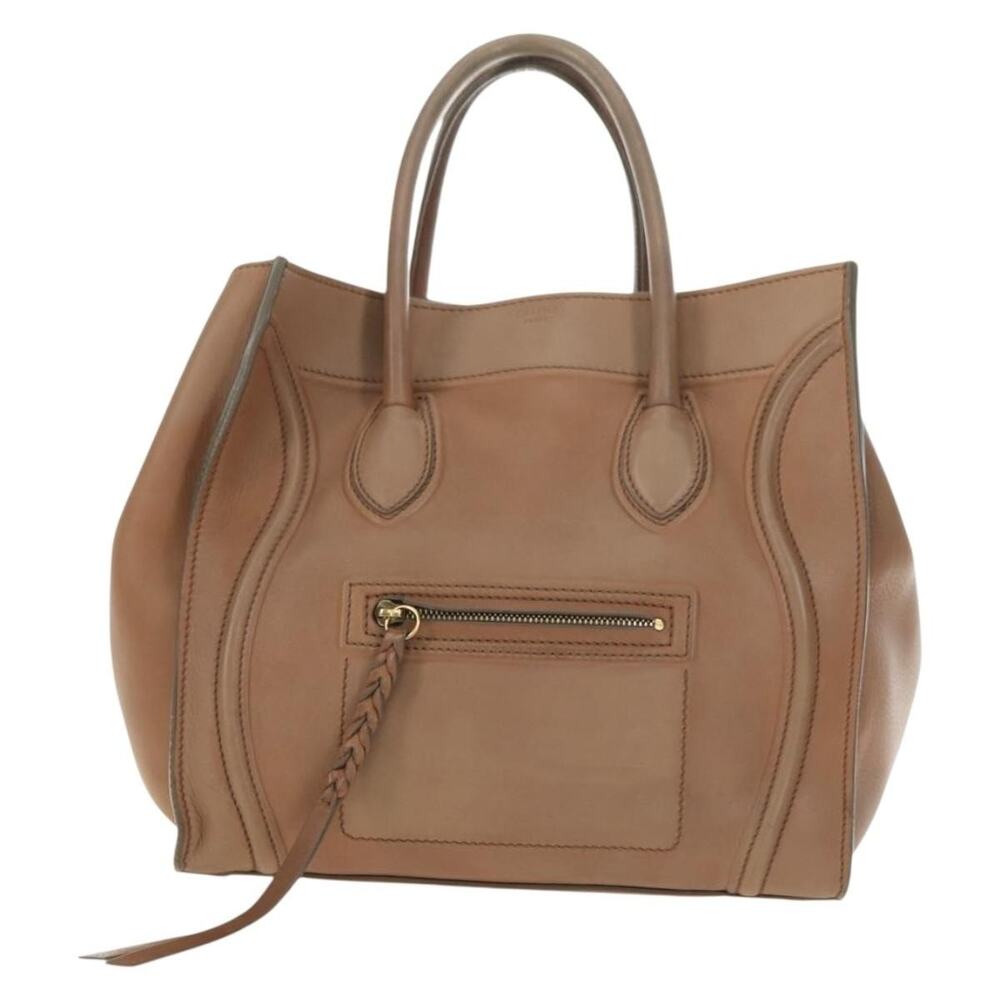 Celine Luggage Phantom Handbag Beige Drummed